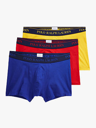 Polo Ralph Lauren Contrast Waistband Trunks, Pack of 3, Blue/Red/Yellow