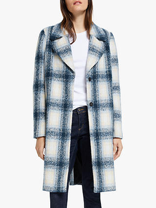Y.A.S Heather Checked Coat, Blue