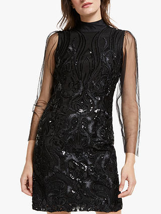 Y.A.S Ava Long Sleeve Mini Dress, Black