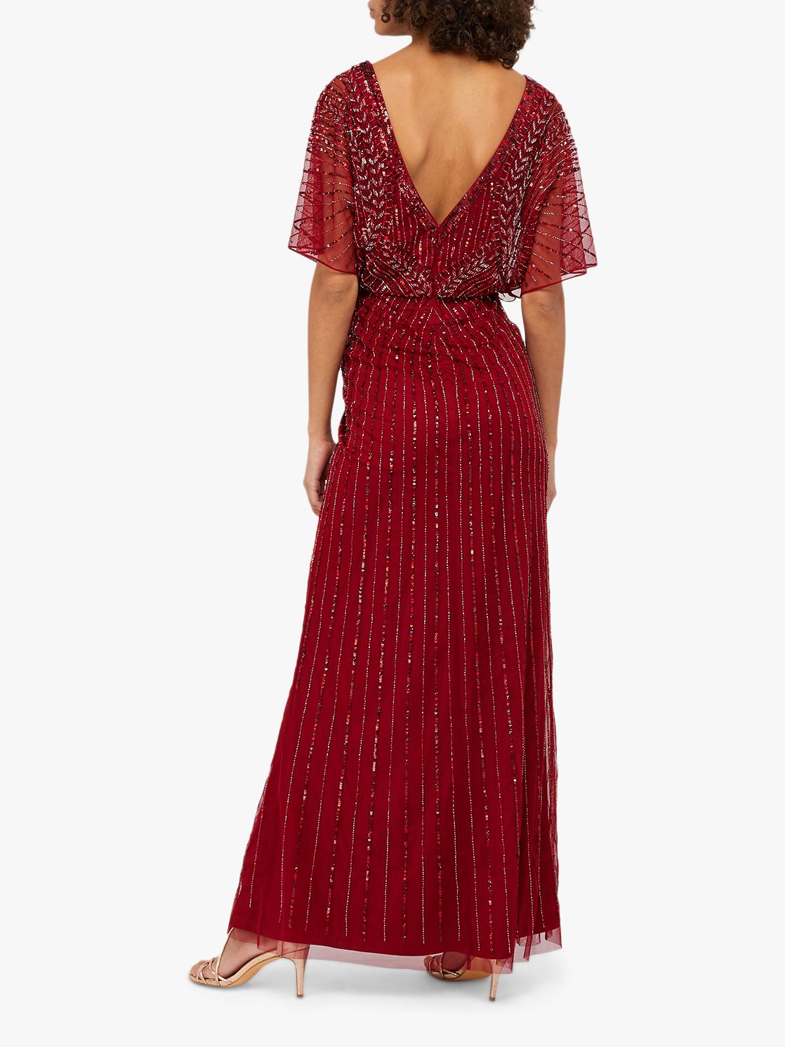 Monsoon Tatiana Embellished Maxi Dress, Red at John Lewis & Partners