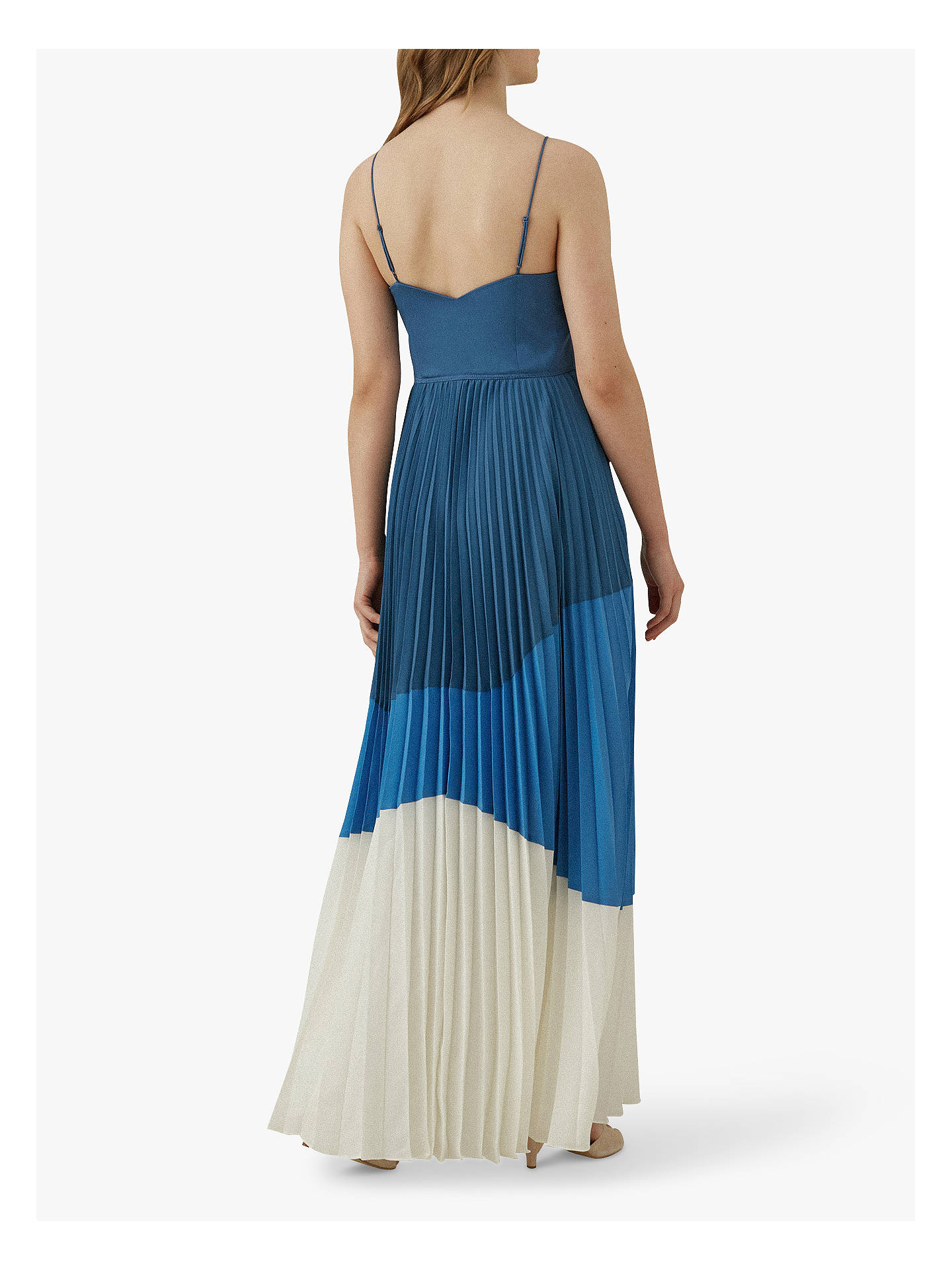 Karen Millen Pleated Maxi Dress, Blue/Multi at John Lewis & Partners