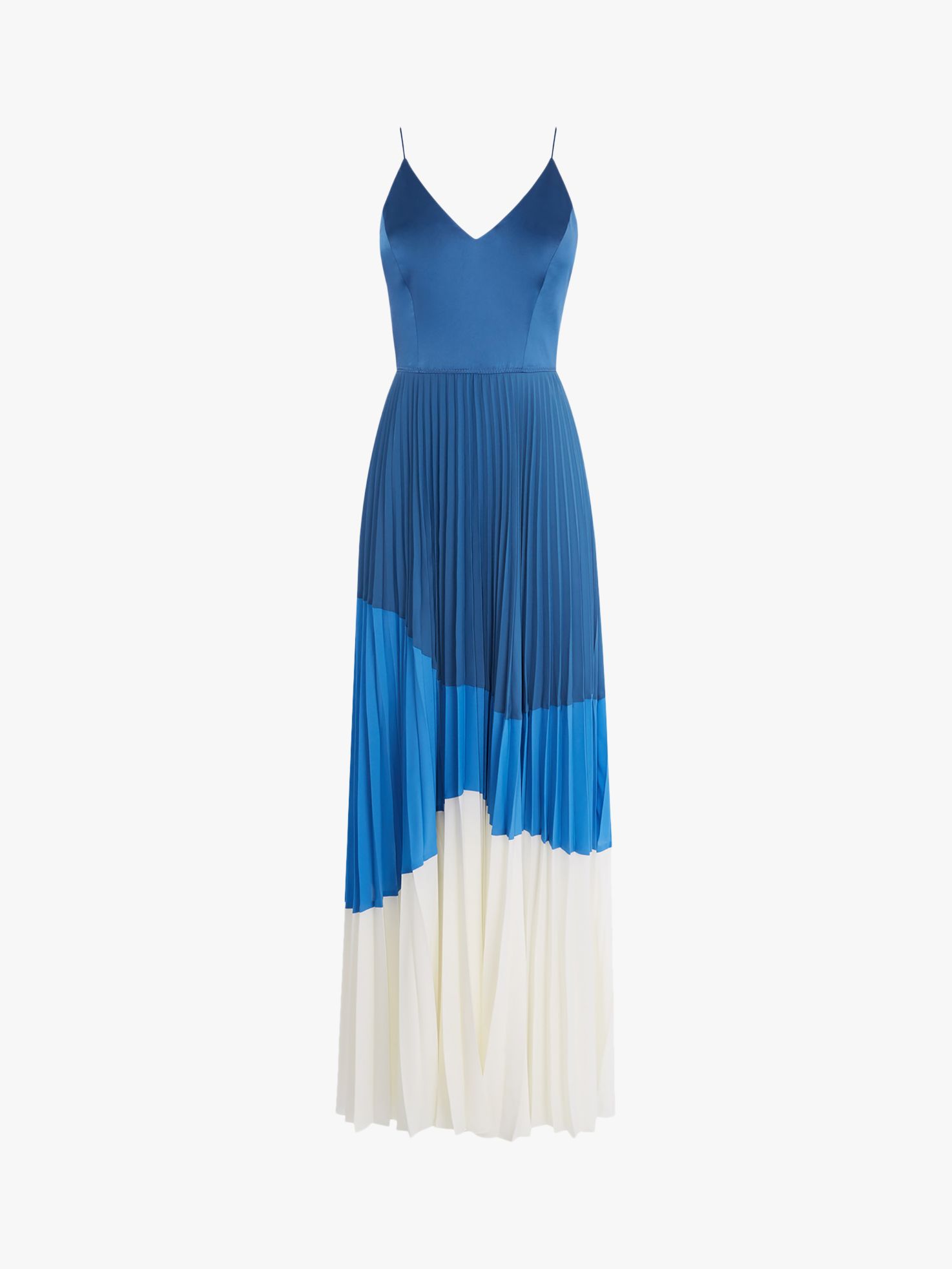 Karen Millen Pleated Maxi Dress, Blue/Multi