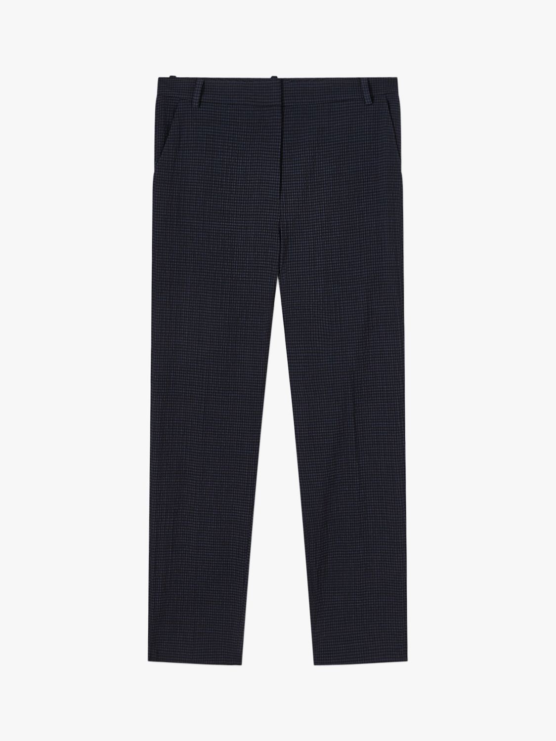 Jigsaw Relaxed Check Portofino Trousers, Navy