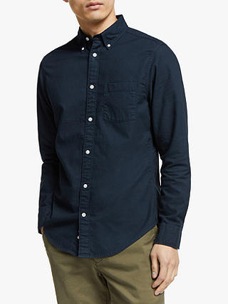 John Lewis & Partners Garment Dye Regular Fit Oxford Shirt, Navy