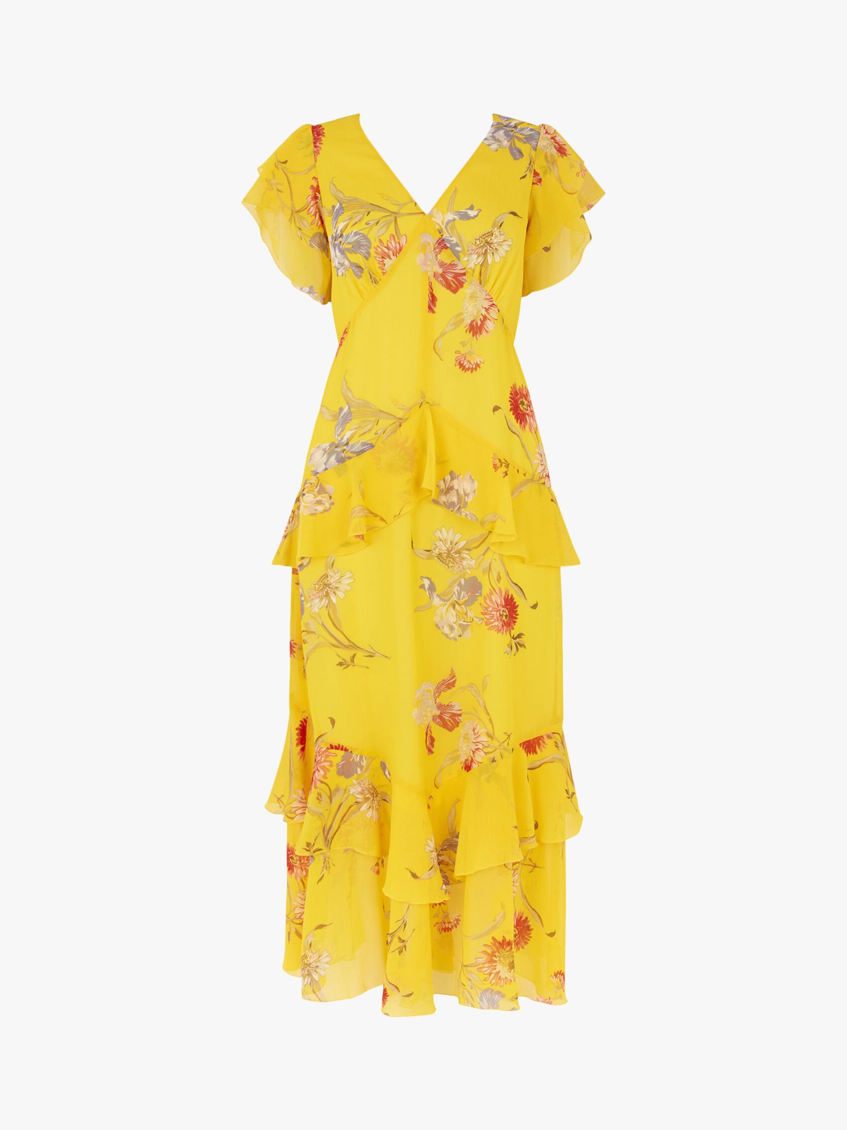 warehouse floral tiered maxi dress