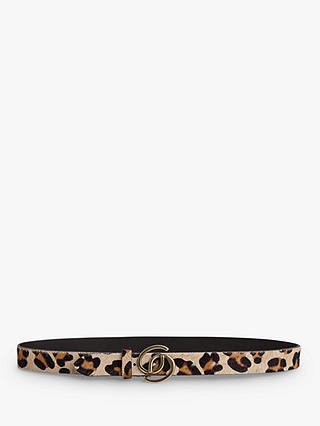 Gerard Darel Leather Leopard Print Belt, Camel