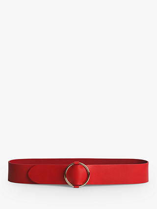 Gerard Darel Round Buckle Leather Belt, Red