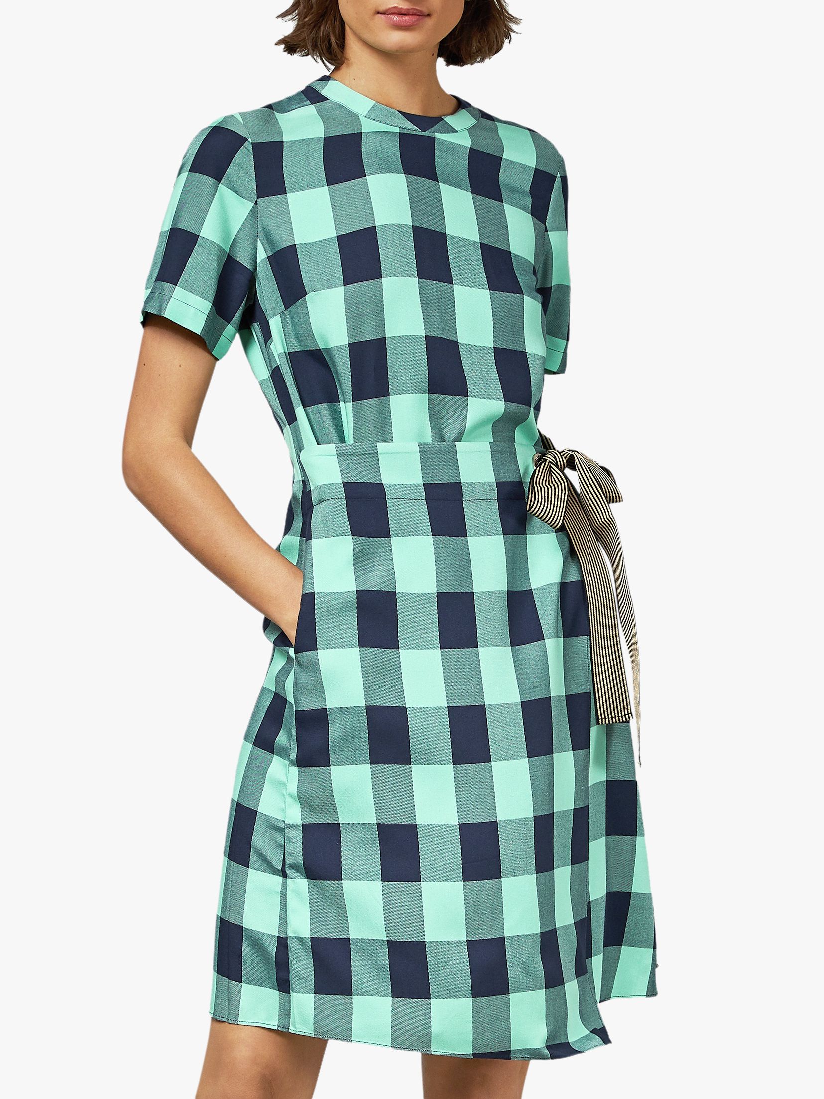 checked wrap dress