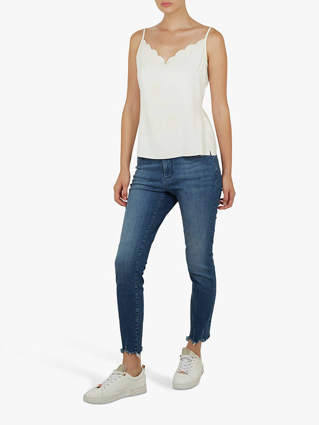 Ted Baker Siina Scallop Detail Top, Natural Ivory at John Lewis & Partners