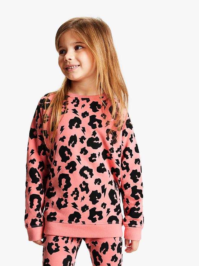 Scamp & Dude Children's Leopard Print Sweatshirt, Pink at John Lewis ...