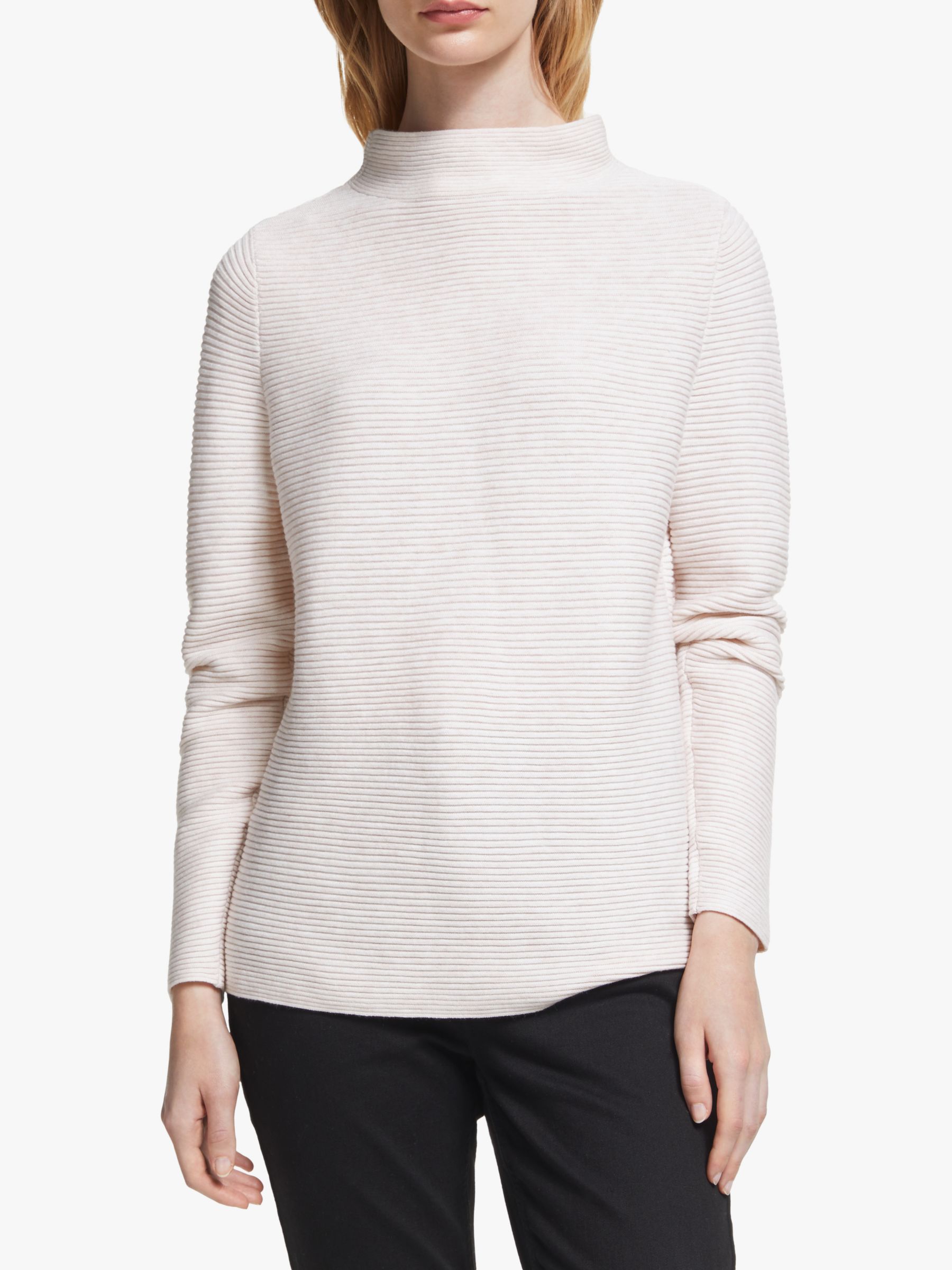 John Lewis & Partners Purl Bar High Neck Sweater, Champagne