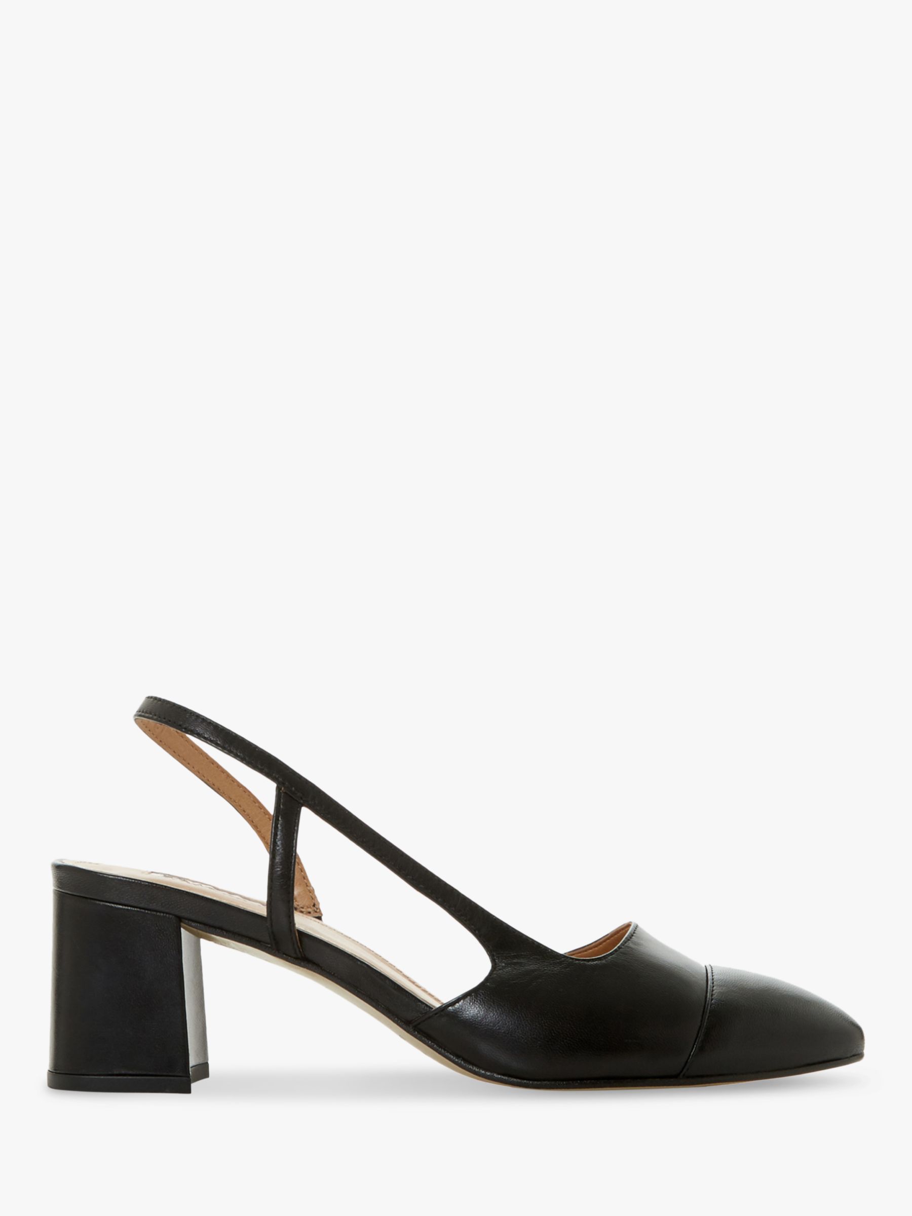 Dune Croft Leather Pointed Toe Court Shoes, Black at John Lewis & Partners