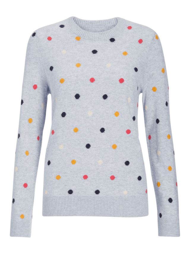 Collection WEEKEND by John Lewis Polka Dot Crew Neck Jumper, Grey/Multi, 8