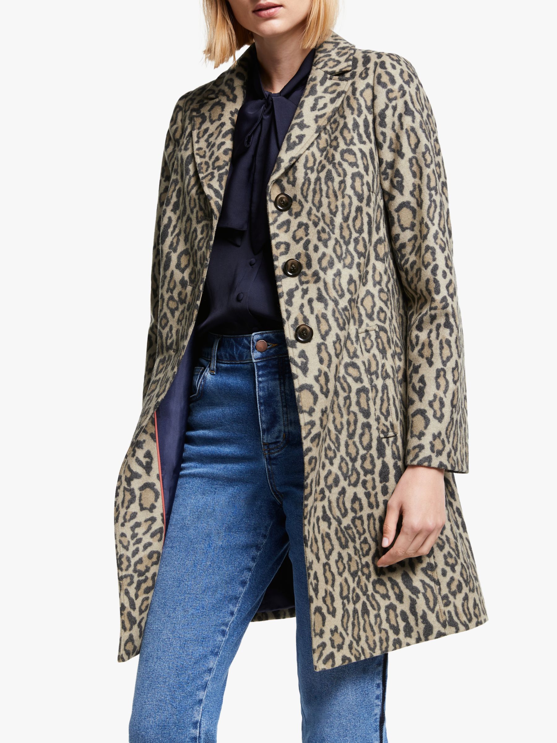 Boden Stanhope Animal Print Tailored Coat, Leopard