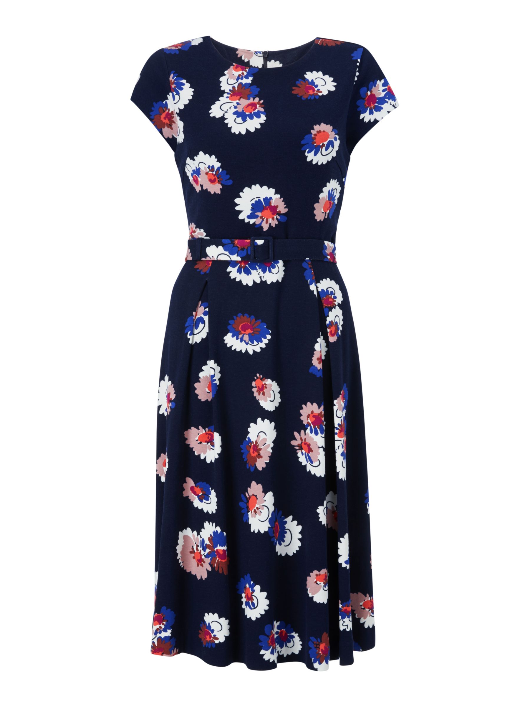 Boden Aida Ponte Dress, French Navy/Daisy at John Lewis & Partners