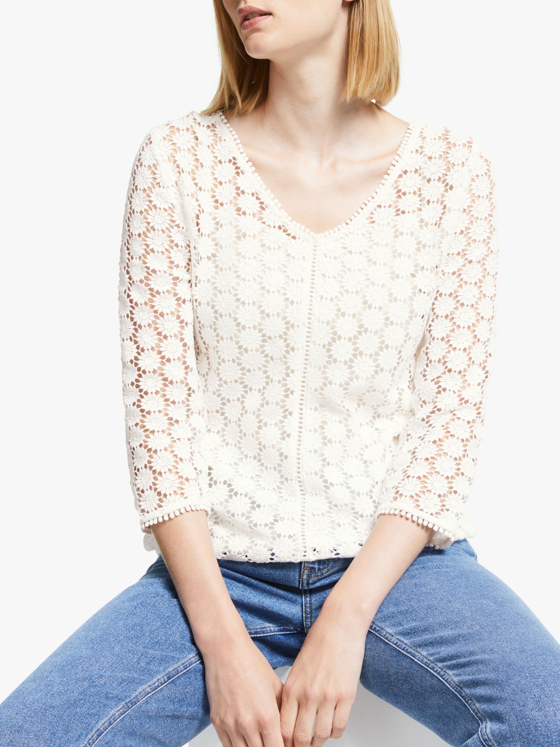 Boden Arabella Lace Top, Ivory