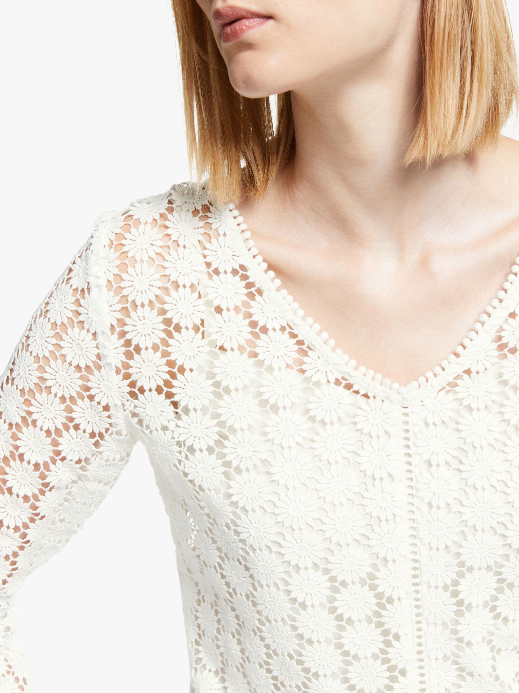 Boden Arabella Lace Top, Ivory at John Lewis & Partners