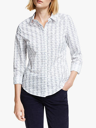 Boden Modern Classic Fish And Chips Cotton Shirt, Ivory