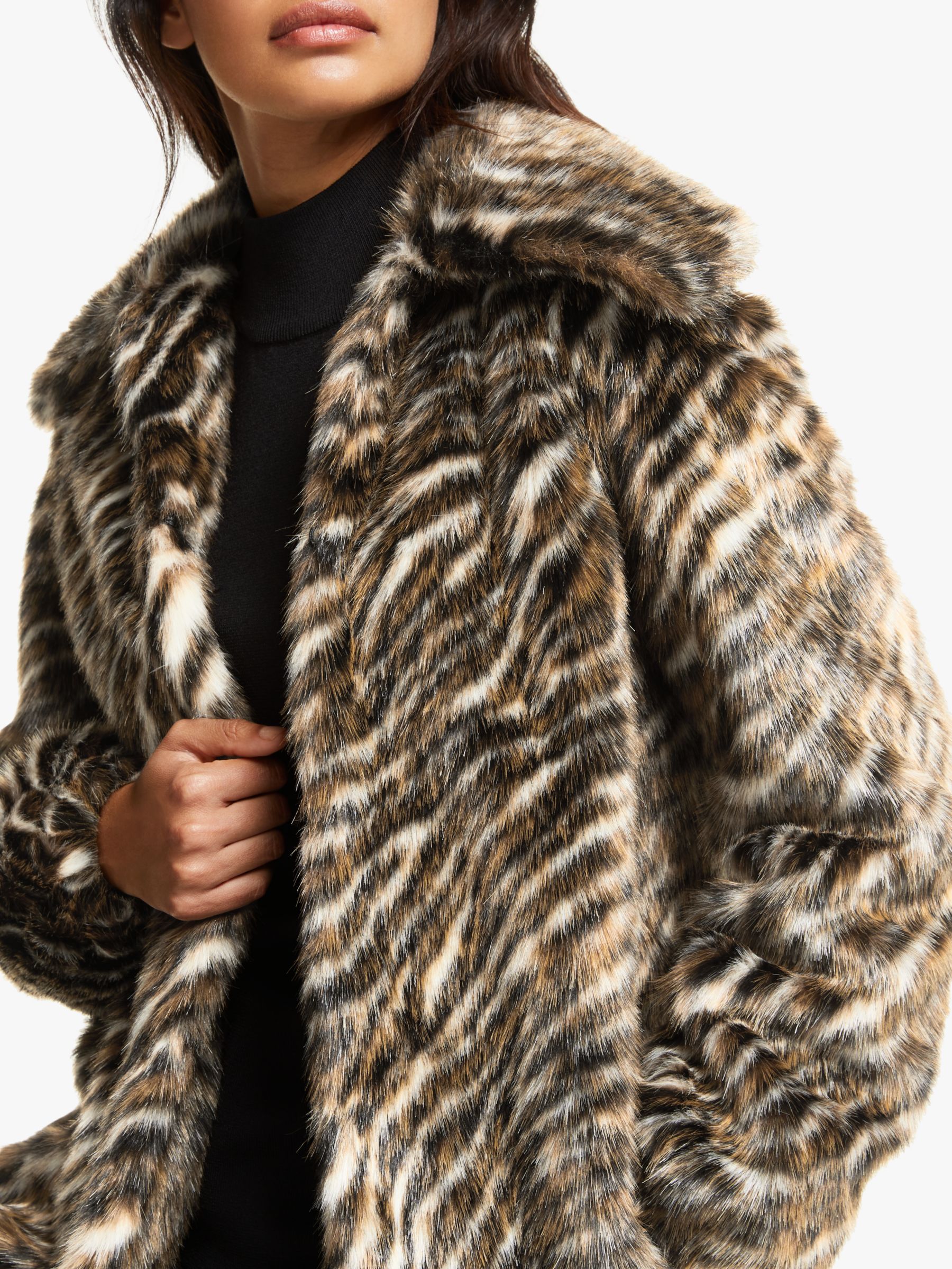 MICHAEL Michael Kors Safari Faux Fur Coat, Dark Camel