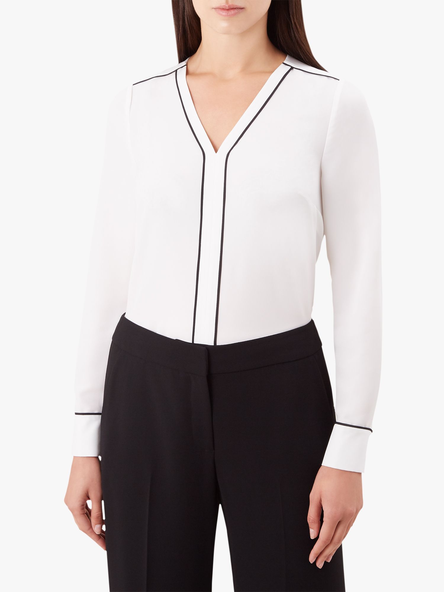 Hobbs Beth Blouse, Ivory/Black at John Lewis & Partners