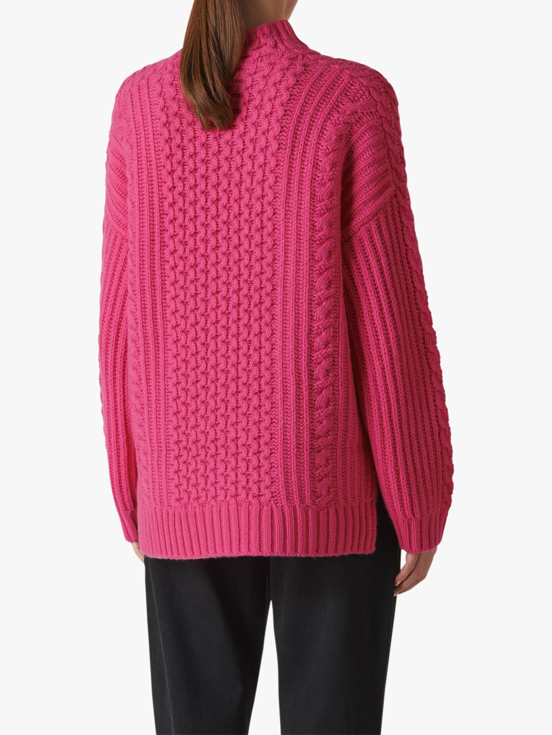 Whistles Chunky Cable Knit Jumper, Pink