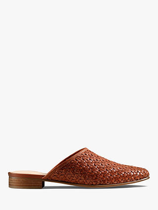 Clarks Pure Blush Leather Weave Mules, Tan, 4