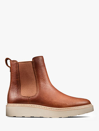 Clarks Trace Cora Leather Slip On Chelsea Boots, Chestnut