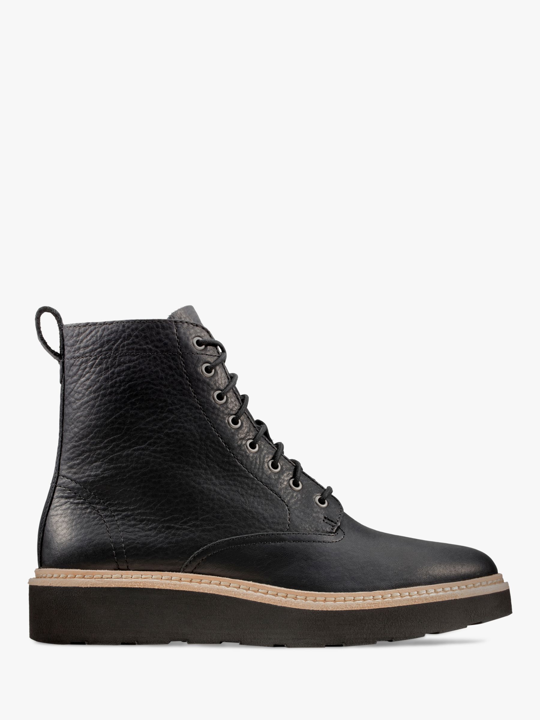 Clarks Trace Pine Leather Lace Up Ankle Boots, Black