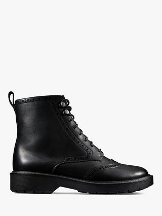 Clarks Witcombe Flo Leather Ankle Boots, Black