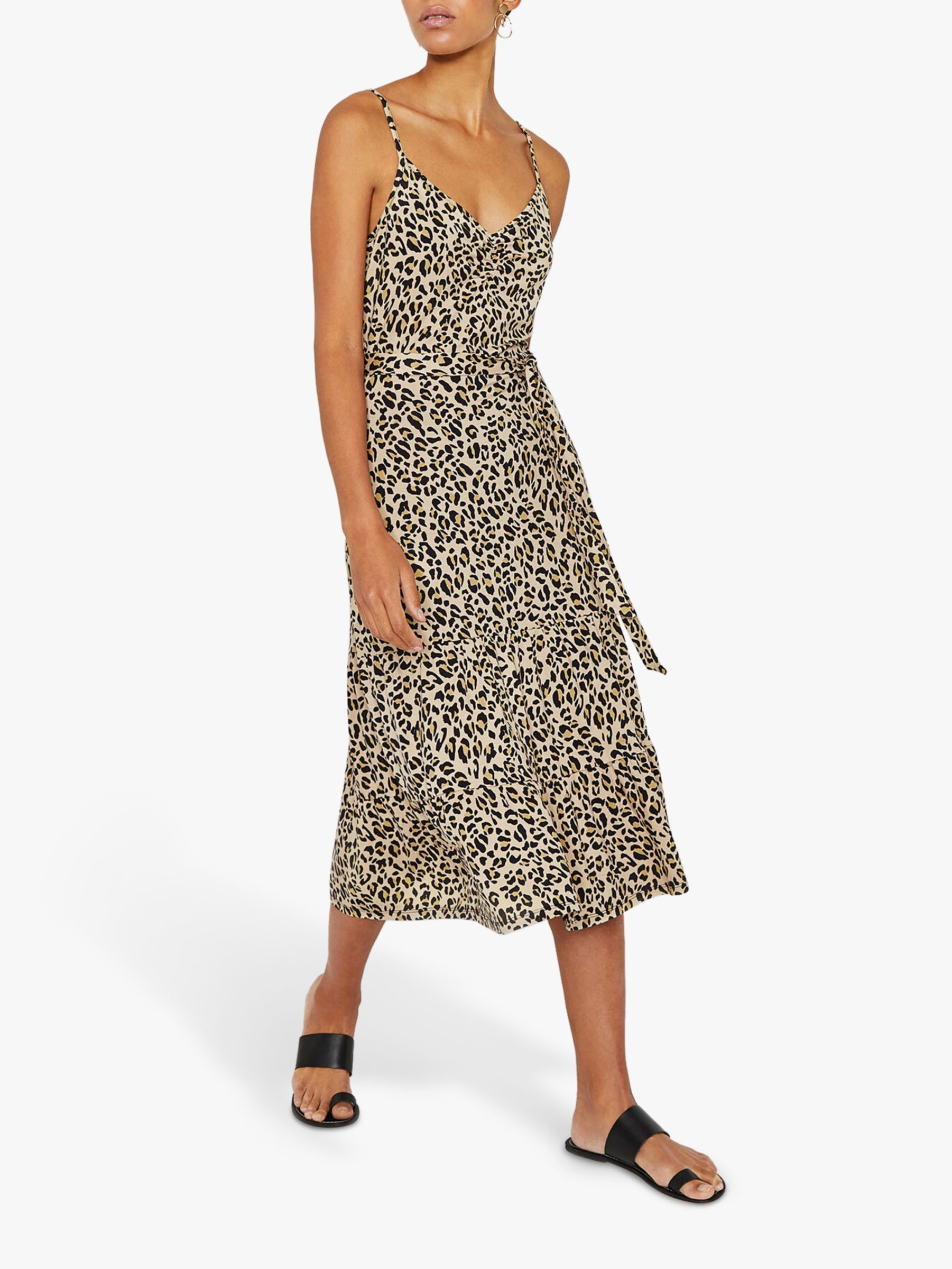 warehouse leopard tiered maxi dress