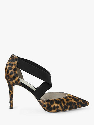 Boden Arabella Cowhide Cross Strap Court Shoes, Leopard