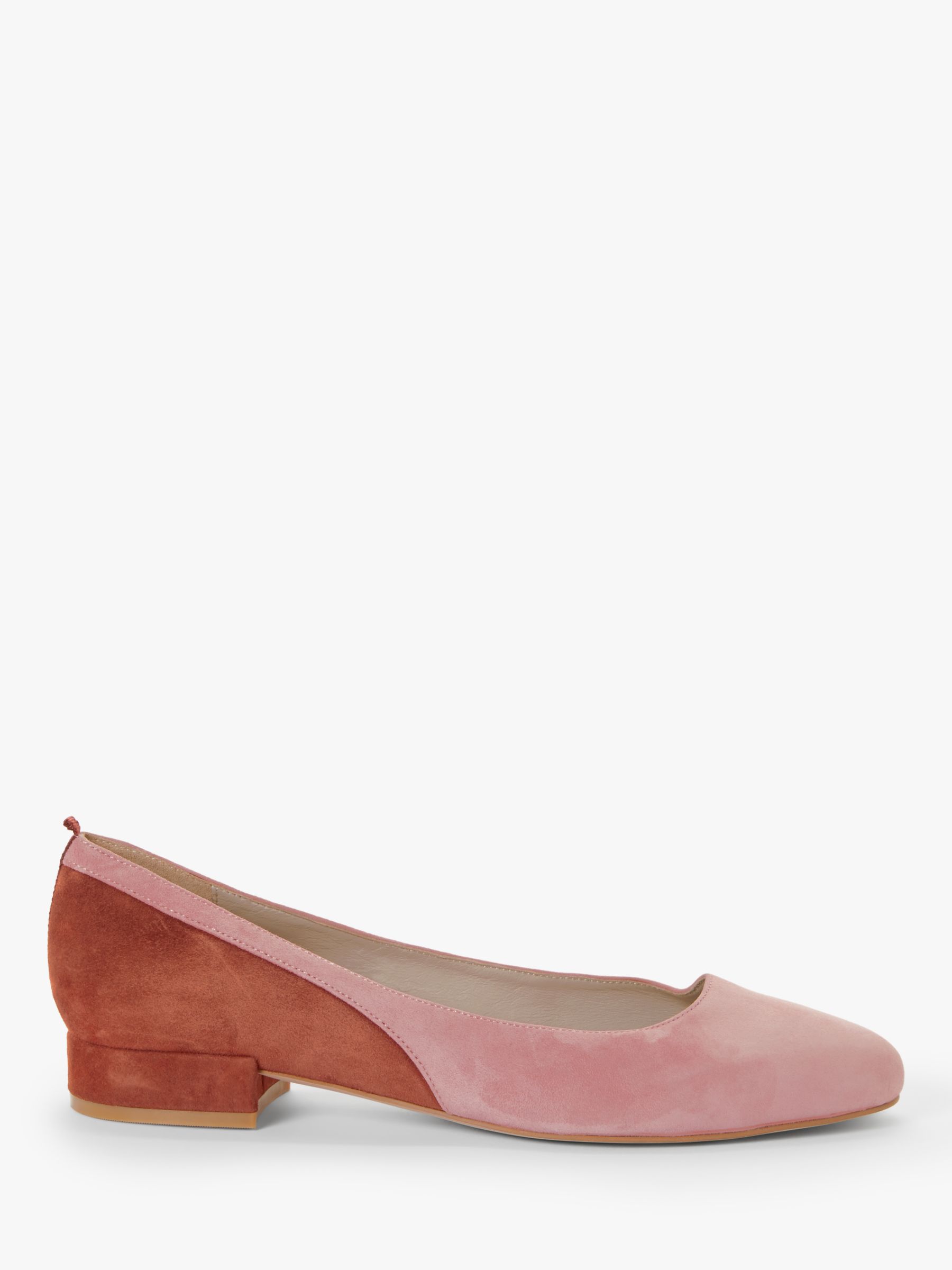 Boden Cathy Suede Low Colour Block Flats, Dusky Rose/Conker