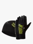 Ronhill Beanie & Glove Set, Black/Fluo Yellow