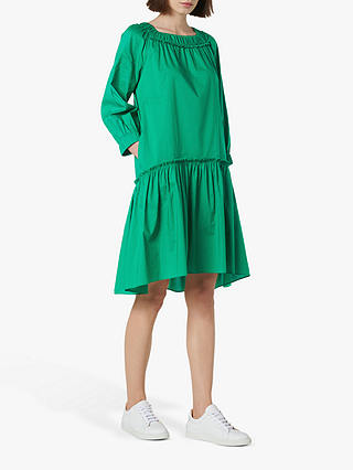 L.K.Bennett Frida Cotton Oversized Dress, Fern Green