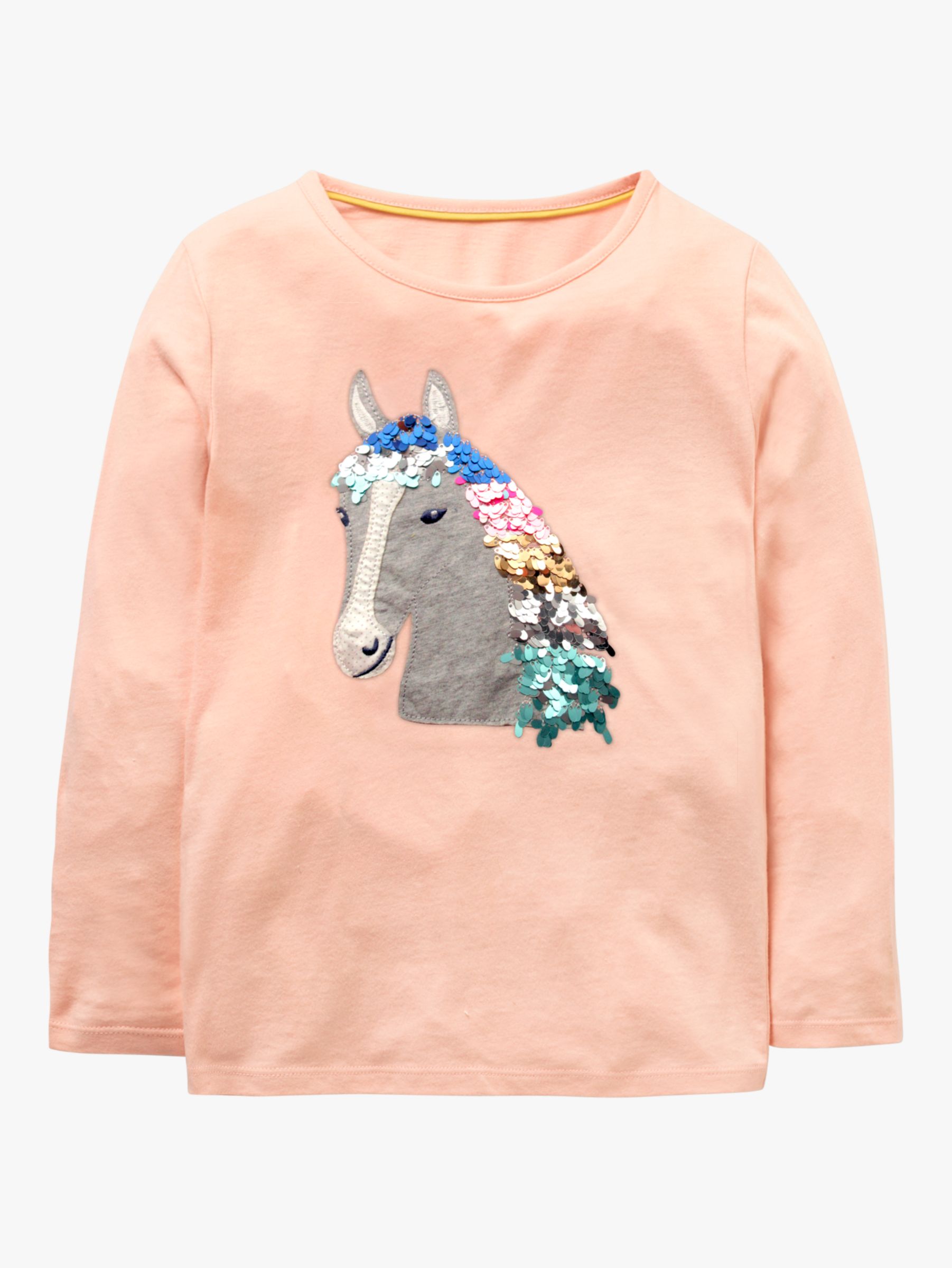 Mini Boden Girls' Sequin Horse T-Shirt, Light Pink at John Lewis & Partners