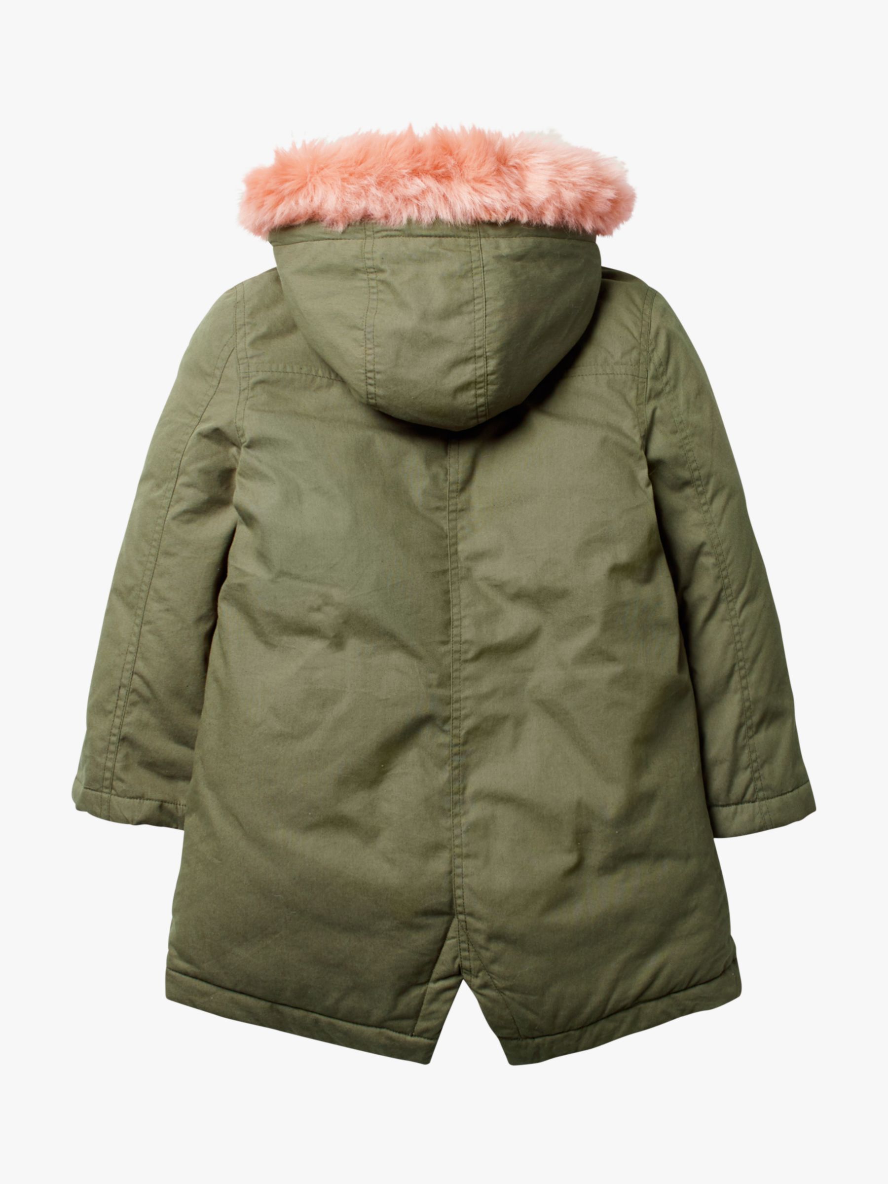 Mini Boden Girls' Cosy Parka Coat, Khaki at John Lewis & Partners