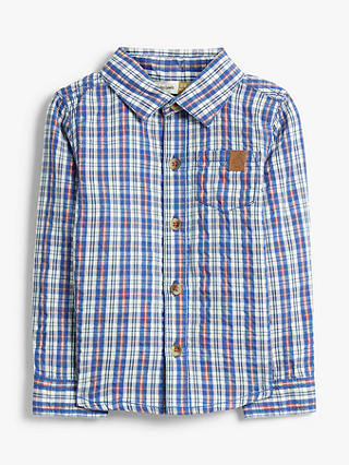 John Lewis & Partners Baby Cotton Check Shirt, Blue