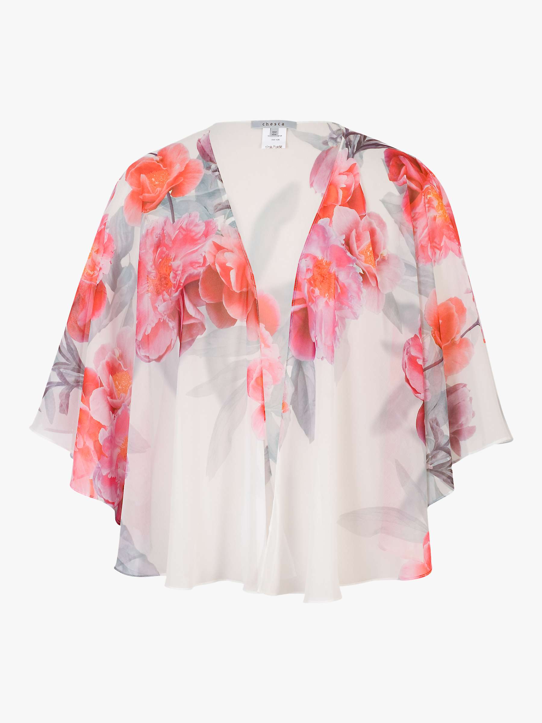 Chesca Chiffon Floral Shawl, Ivory/Pink at John Lewis & Partners