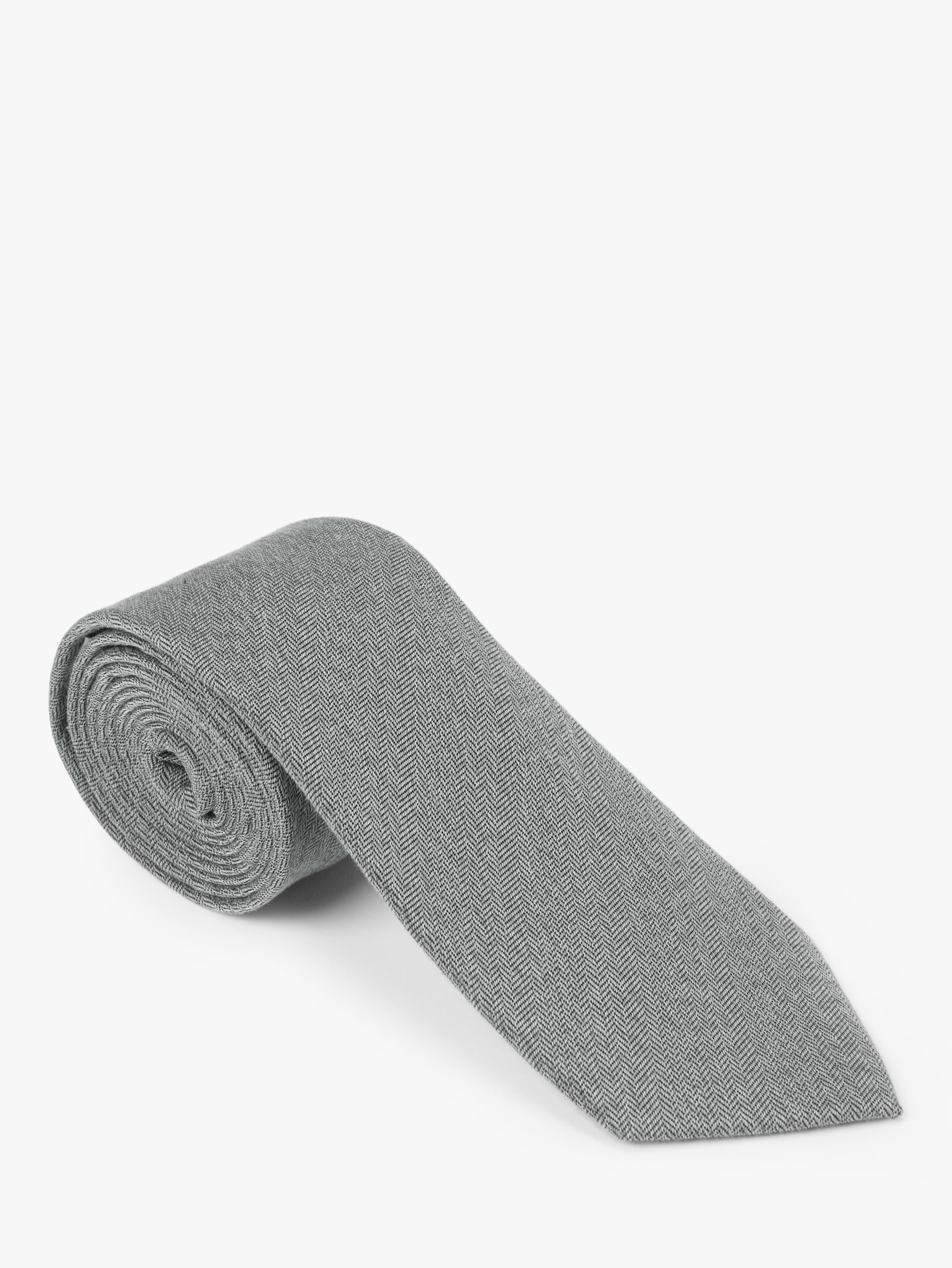 John Lewis & Partners Herringbone Tie, Fine Grey at John Lewis & Partners