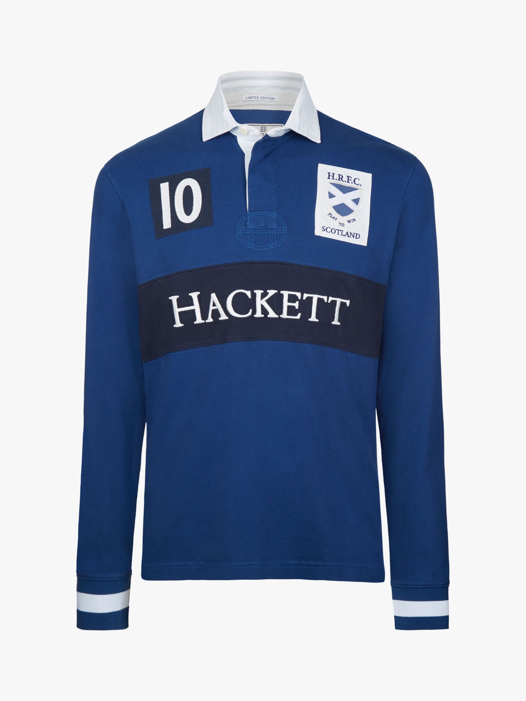 Hackett London Scotland Cotton Rugby Shirt, Deep Sea at John Lewis ...