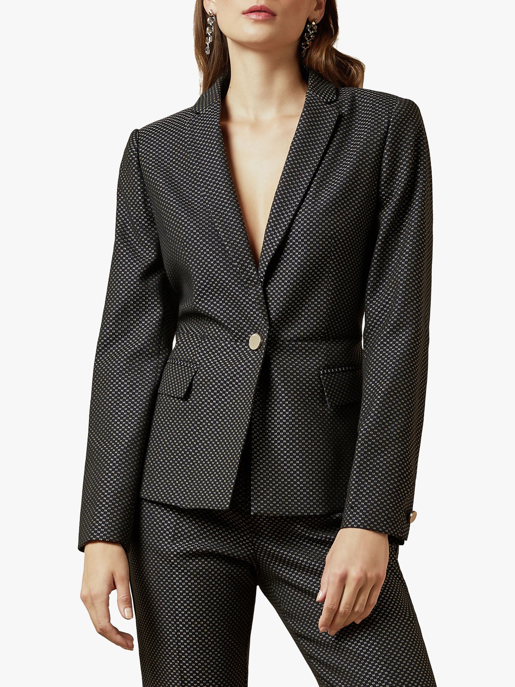 Ted Baker Neolaa Jacquard Suit Jacket, Black at John Lewis & Partners