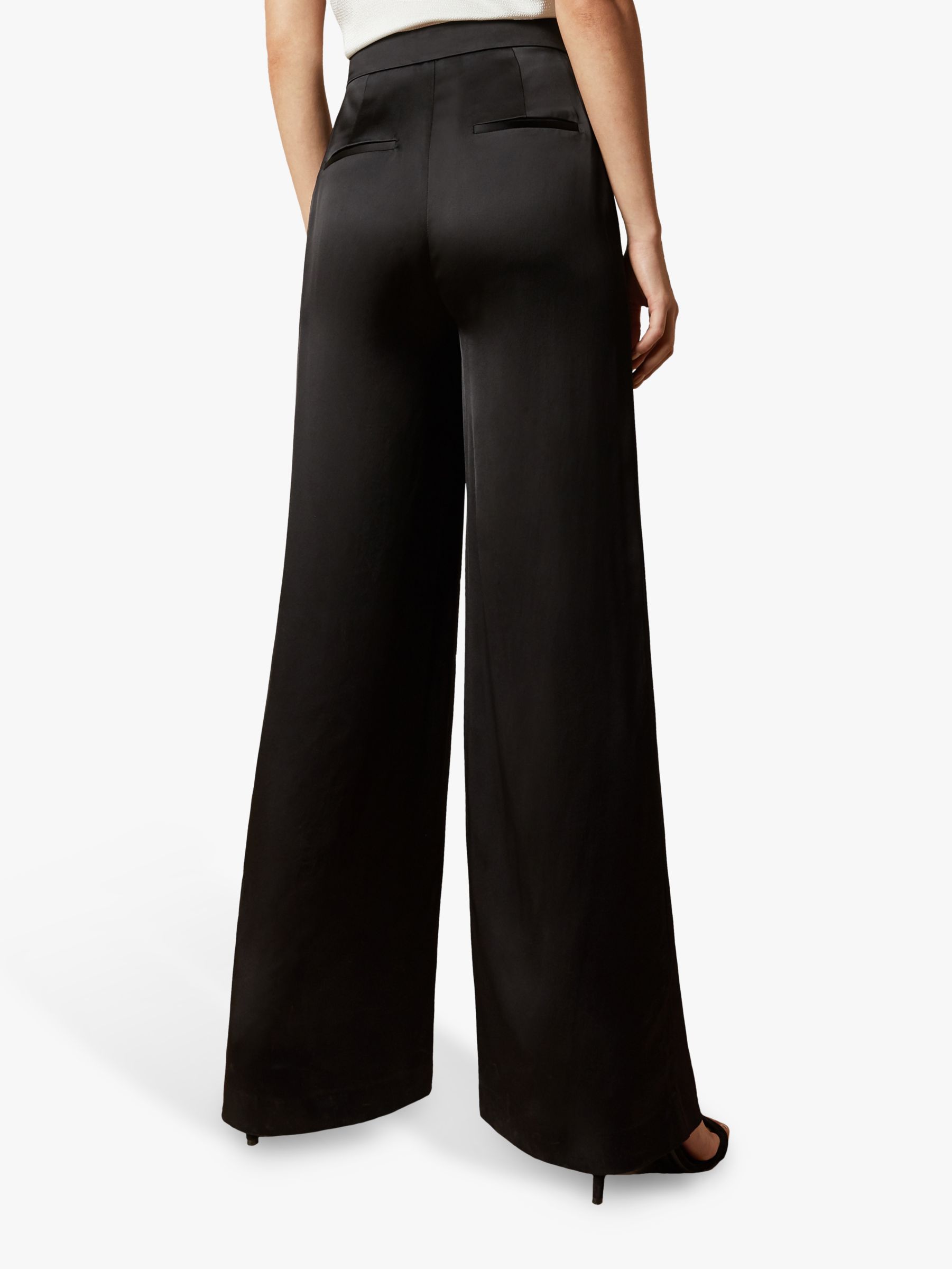 satin trousers black