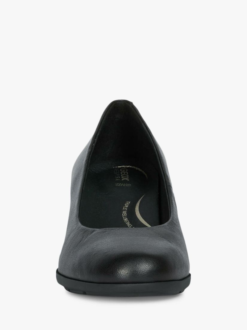 Geox Women's New Annya Leather Heel Court Shoes, Black at John Lewis & Partners