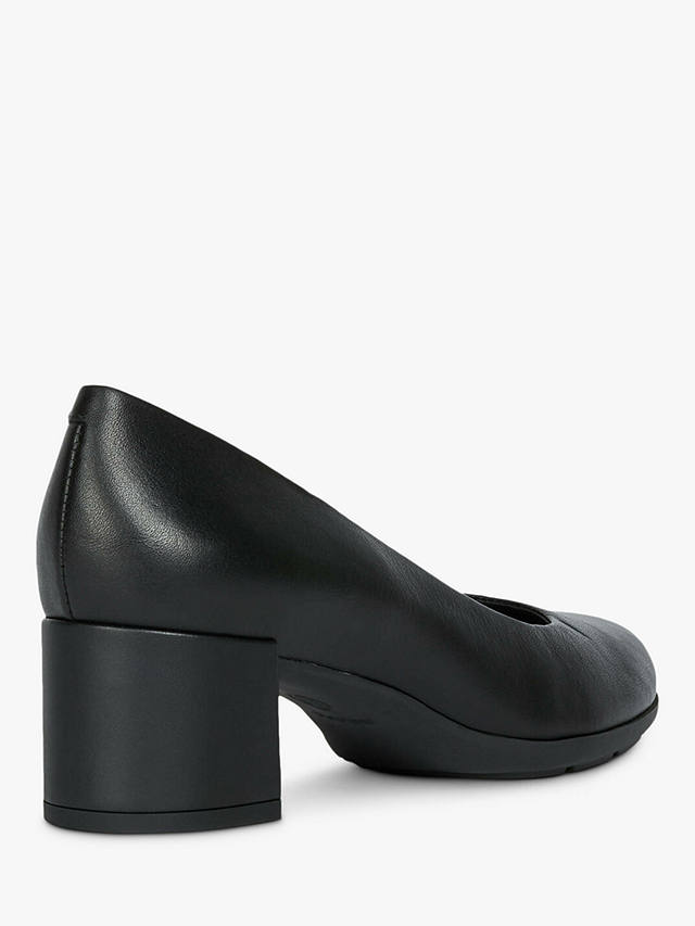 Geox Women's New Annya Leather Block Heel Court Shoes, Black