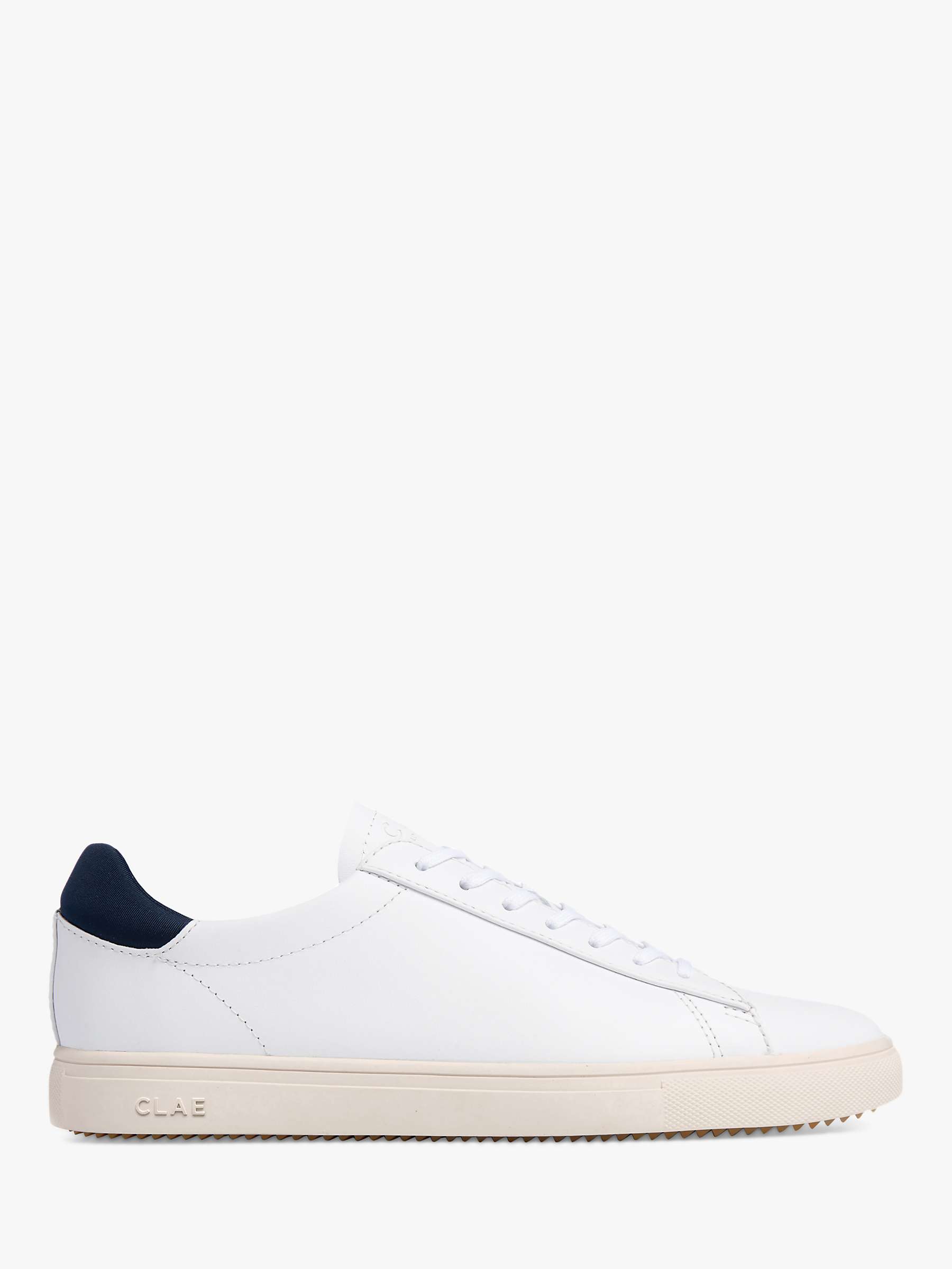 CLAE Bradley Essentials Leather Trainers, White/Navy at John Lewis ...