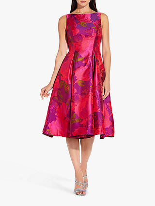 Adrianna Papell Floral Tea Dress, Magenta/Multi