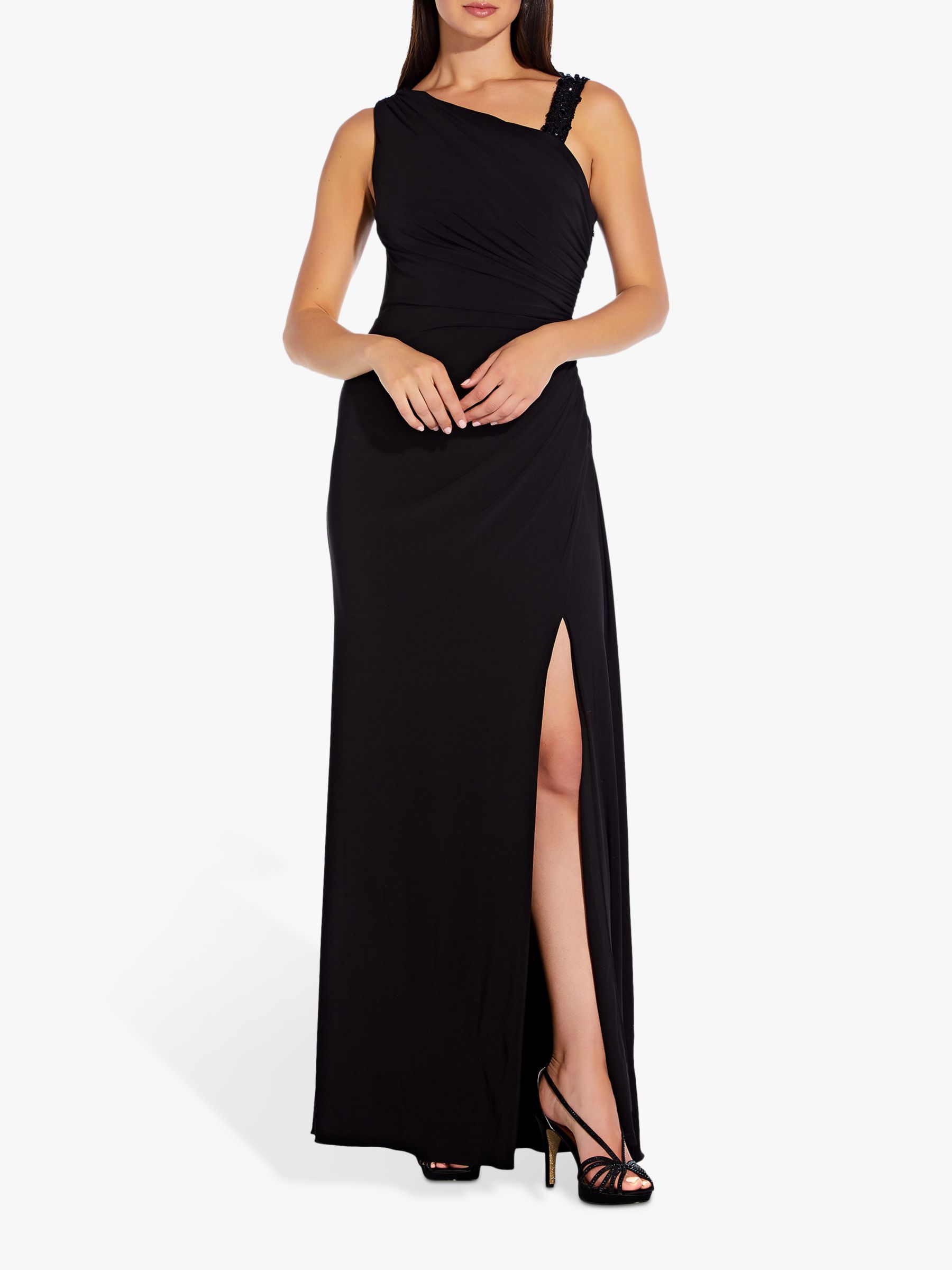 Adrianna Papell Bead Embellished Asymmetric Dress, Black