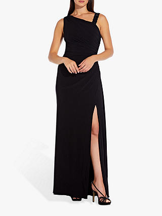 Adrianna Papell Bead Embellished Asymmetric Dress, Black