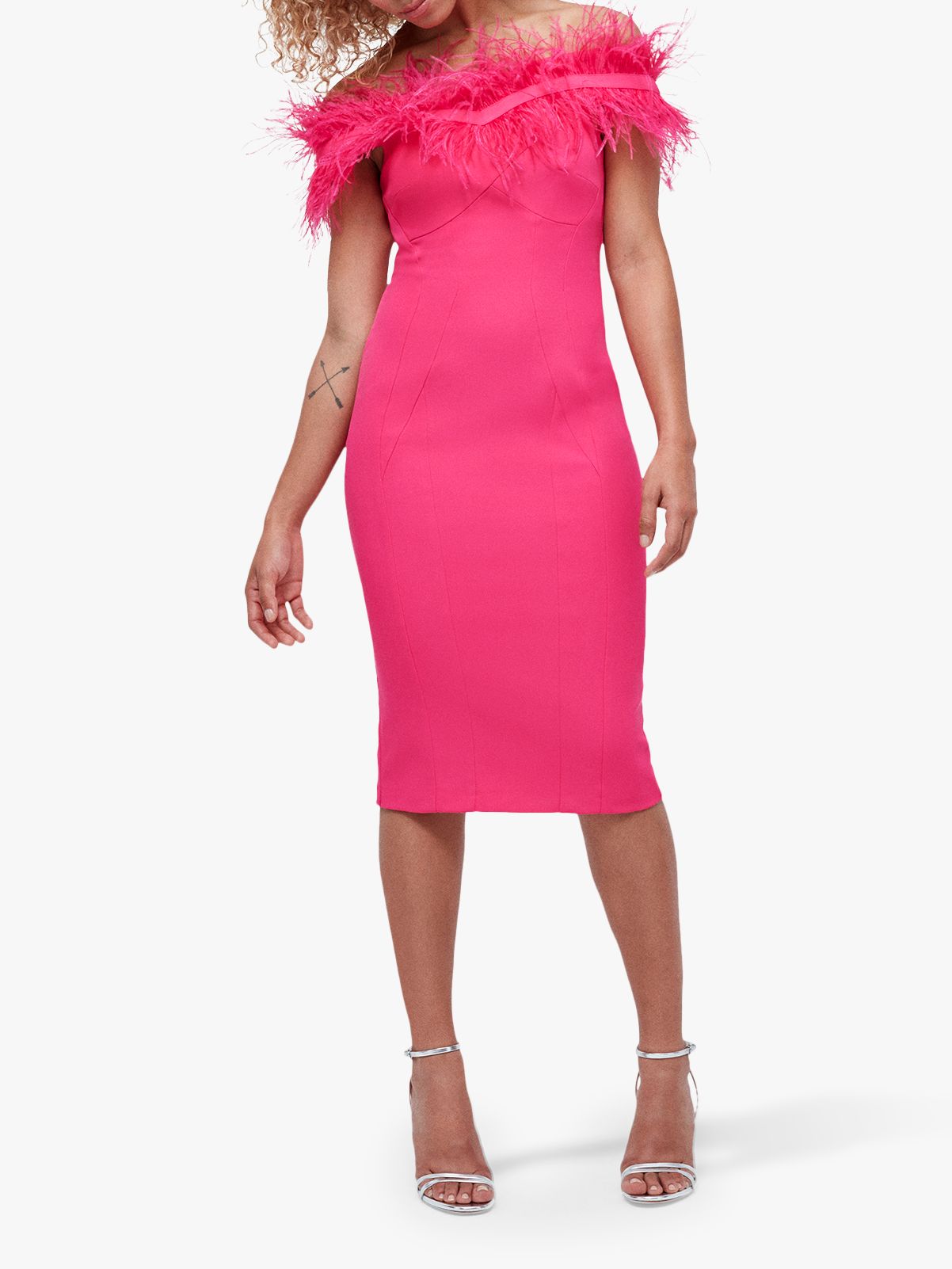 Coast Holly Feather Cocktail Dress, Pink