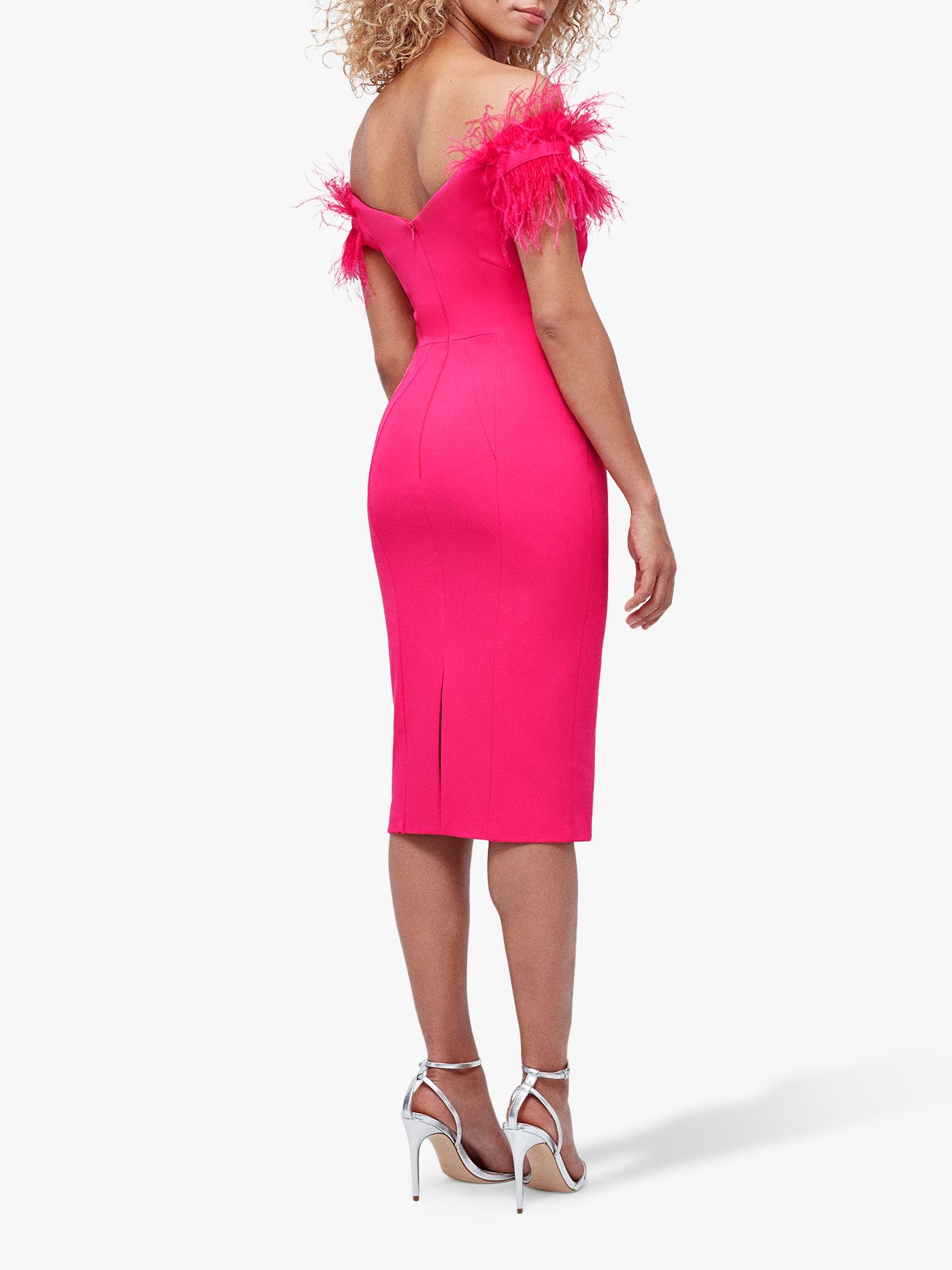 pink feather cocktail dress